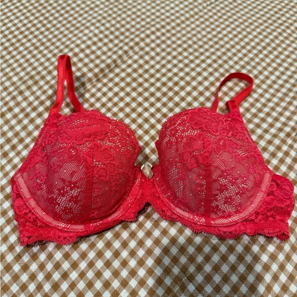 Victoria's Secret Other - Victoria’s Secret Red Lace Bra with Underwire and Gold Bow